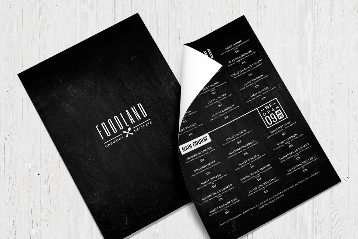 黑板画风格西餐厅素材库精选菜单模板v46 Blackboard Food Menu. 46插图(3)