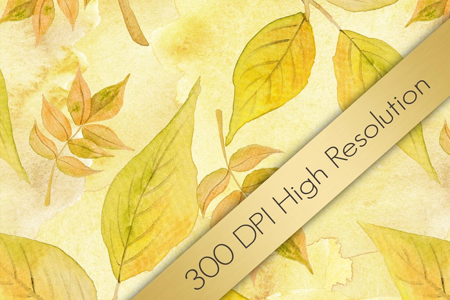 秋天落叶水彩图形剪贴画 Fall Watercolor Digital Paper Pack插图(2)