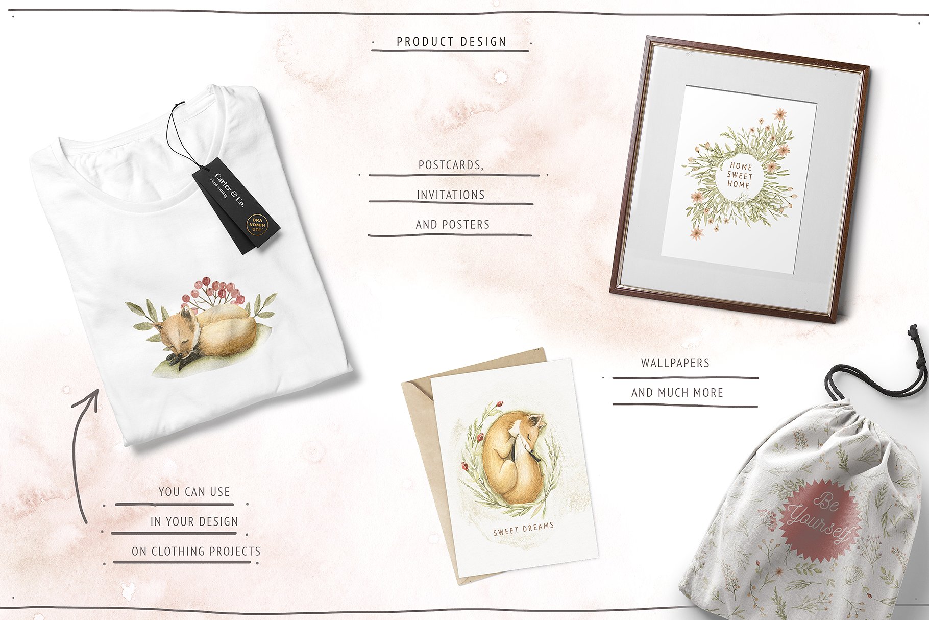 水彩森林动物宝贝水彩插画 Watercolor Forest Baby插图(9)