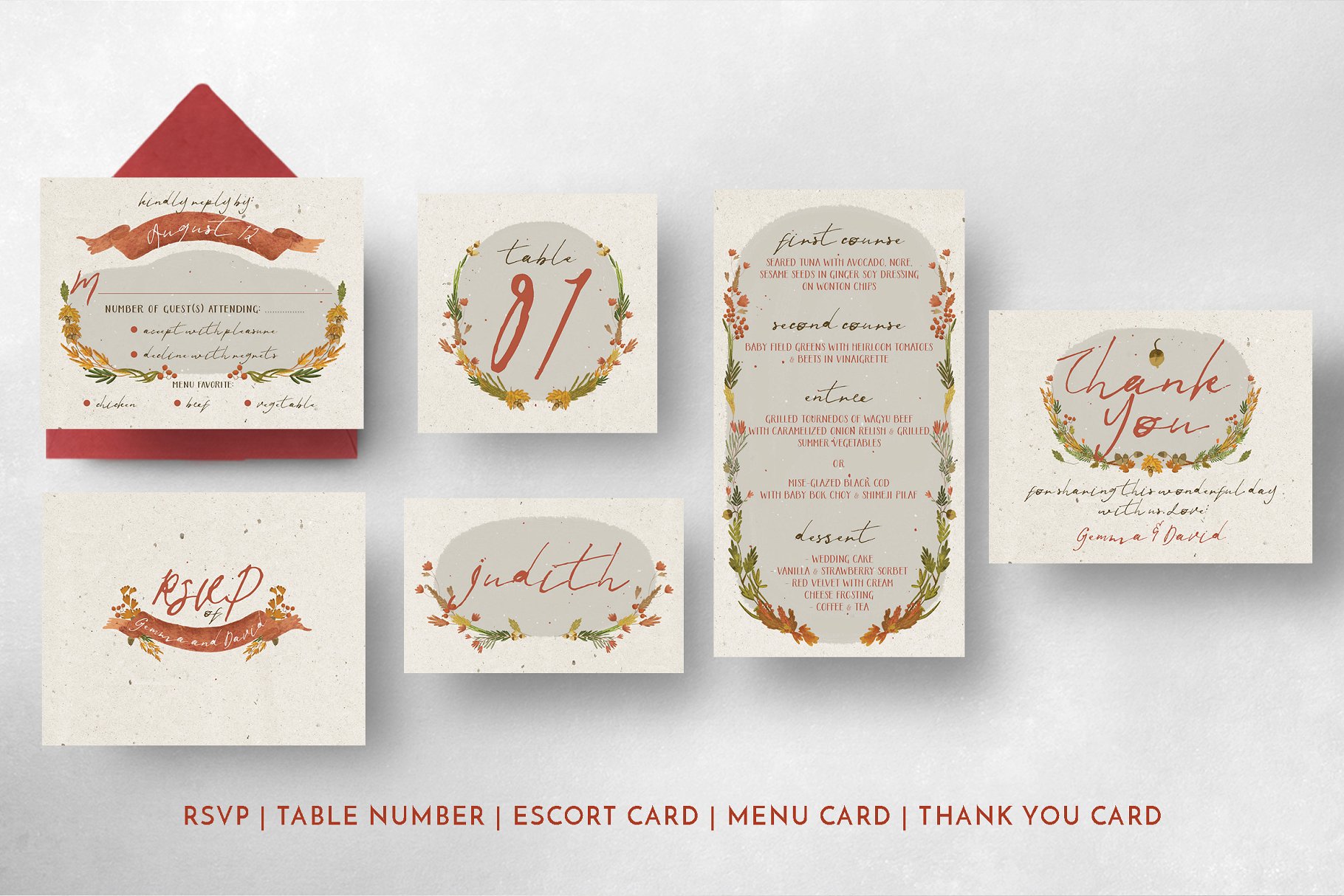 秋季花卉婚礼设计素材套装 Autumn Floral Wedding Suite插图(9)