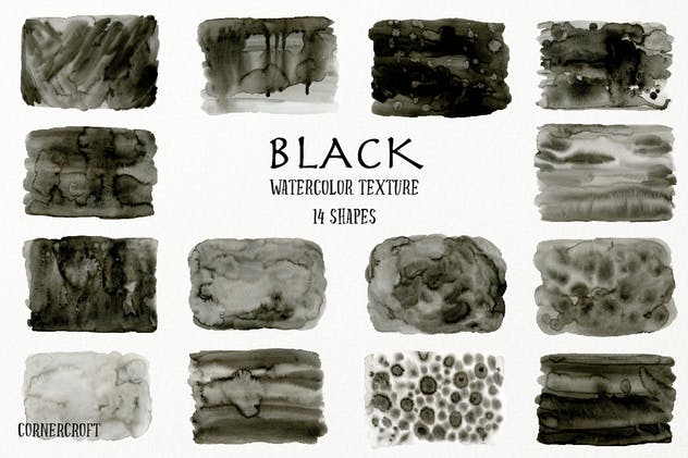 黑色水彩背景纹理素材 Watercolor Texture Black插图(1)