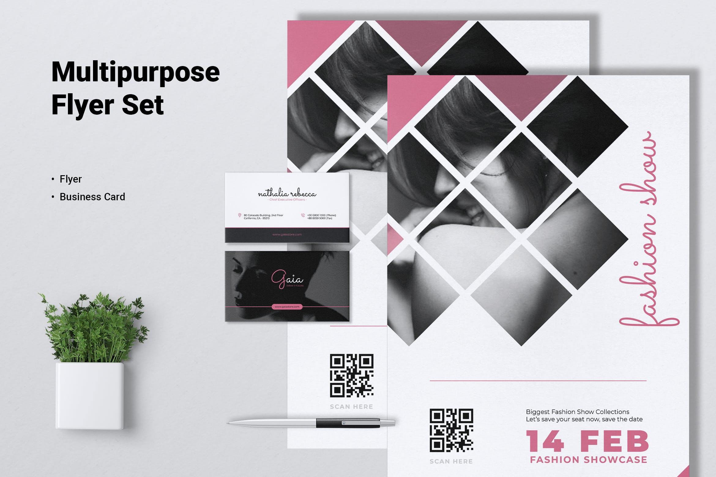 时装秀/活动传单&名片设计模板 GAIA Fashion Show / Event Flyer & Business Card插图