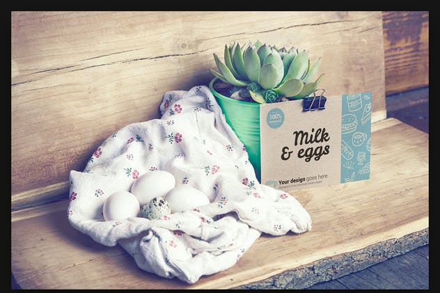 有机食物样机模板/牛奶&鸡蛋 Organic Food Photo Mockup / Milk & Eggs插图(4)