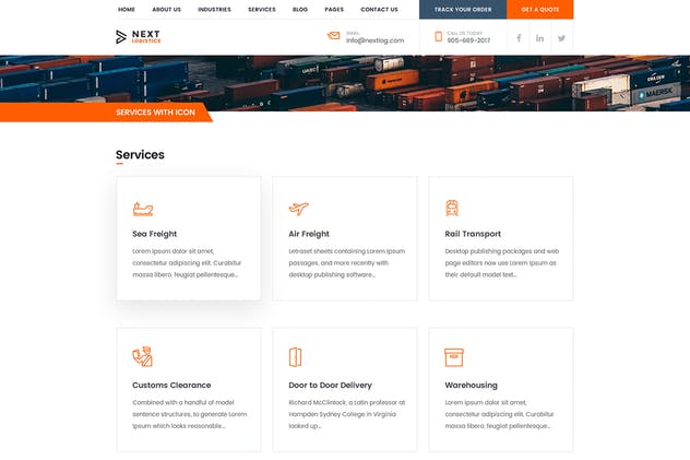 交通运输快递物流公司网站PSD模板 Logistics Transportation Shipping Agency Business插图(6)