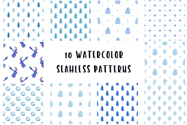 冬季水彩元素设计套装 Winter Watercolor Design Kit插图(3)