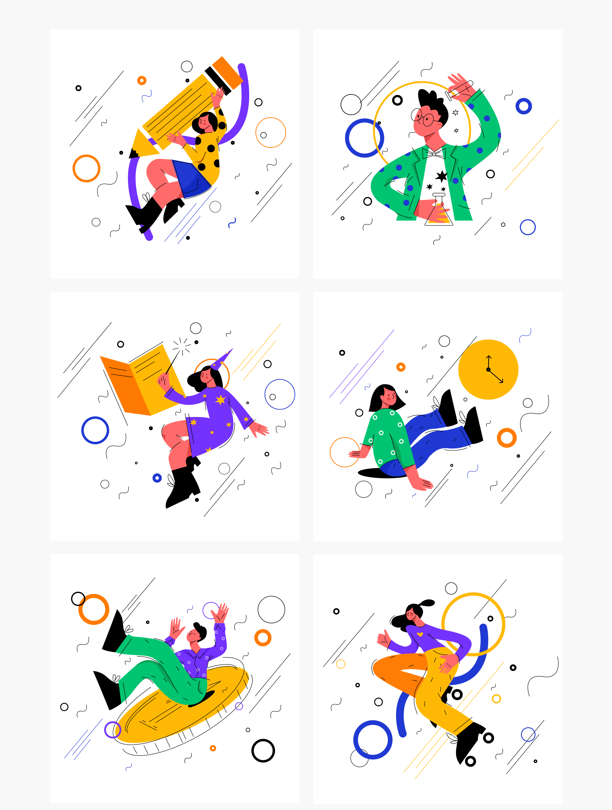 素材库下午茶：多彩的人物元素矢量网站设计插画合集插图(2)