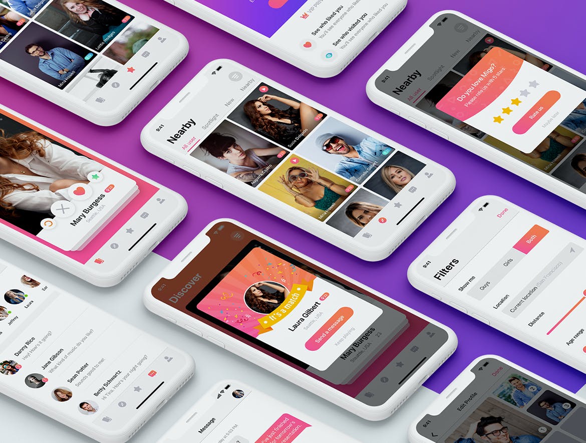 约会网上交友APP应用UI设计套件SKETCH模板 MIGO Dating UI Kit for SKETCH插图(7)