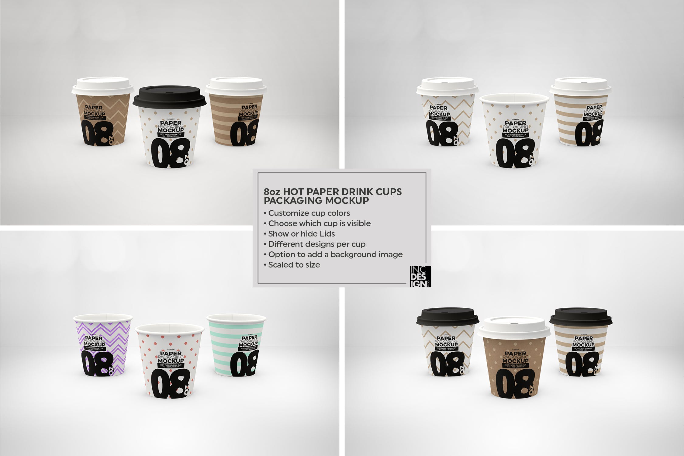 热饮一次性纸杯外观设计素材库精选 Paper Hot Drink Cups Packaging Mockup插图(15)