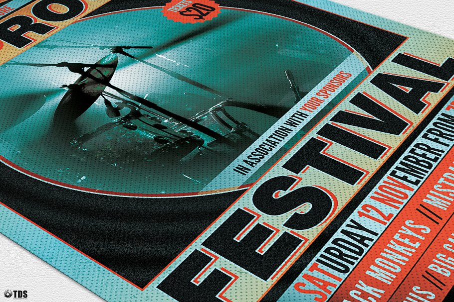 流行摇滚音乐节传单PSD模板v1 Pop Rock Festival Flyer PSD V1插图(5)