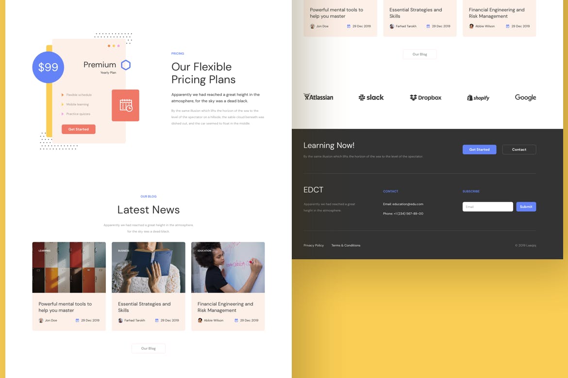 响应式设计风格教育服务企业网站UI交互设计素材库精选模板[Adobe XD, Figma, Sketch] Education Responsive Template插图(4)