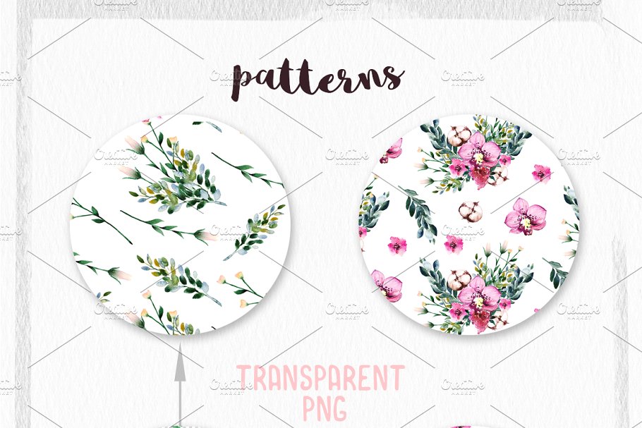 西番莲水彩剪贴画 Watercolor Passion Flowers插图(3)