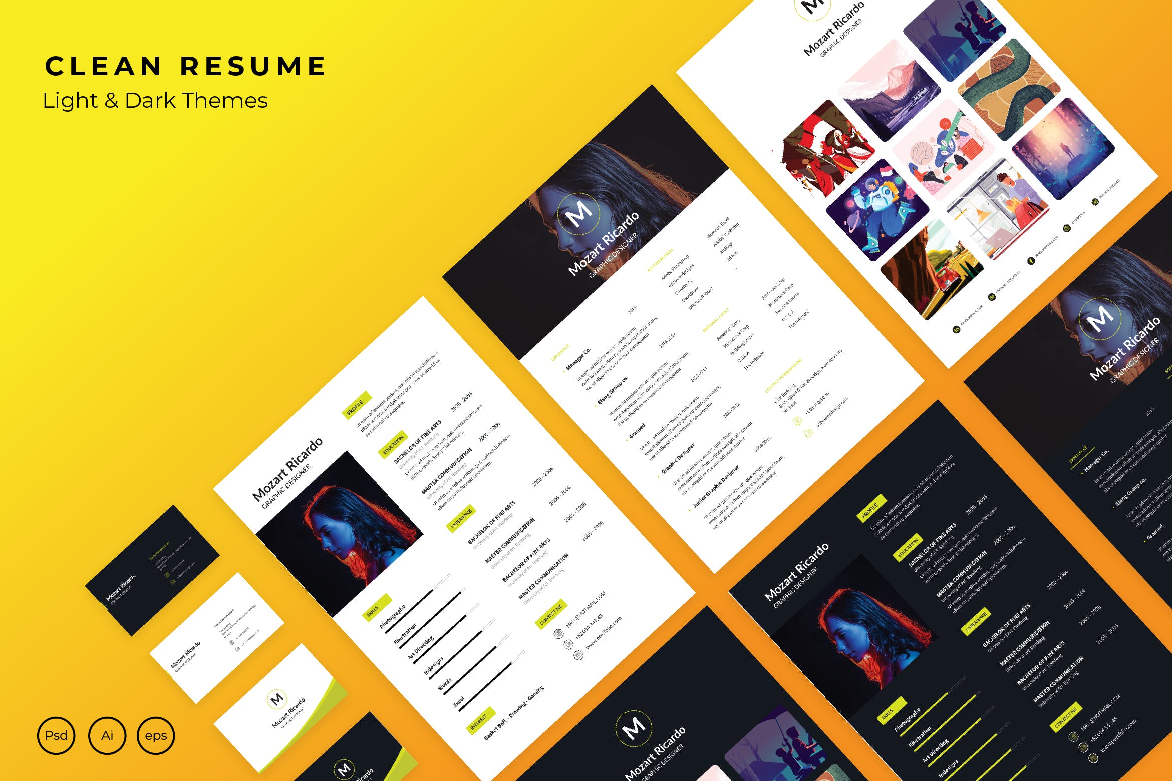 简约风简历&企业名片设计模板合集下载 Simple Resume + Bussiness Card插图