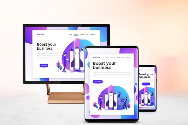 跨平台设计项目展示样机合集 Responsive Screens Mockup插图(3)