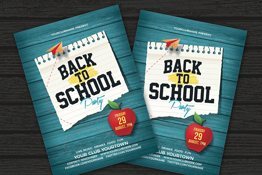 重返校园系列派对宣传海报模板 Back To School Party Flyer插图(1)