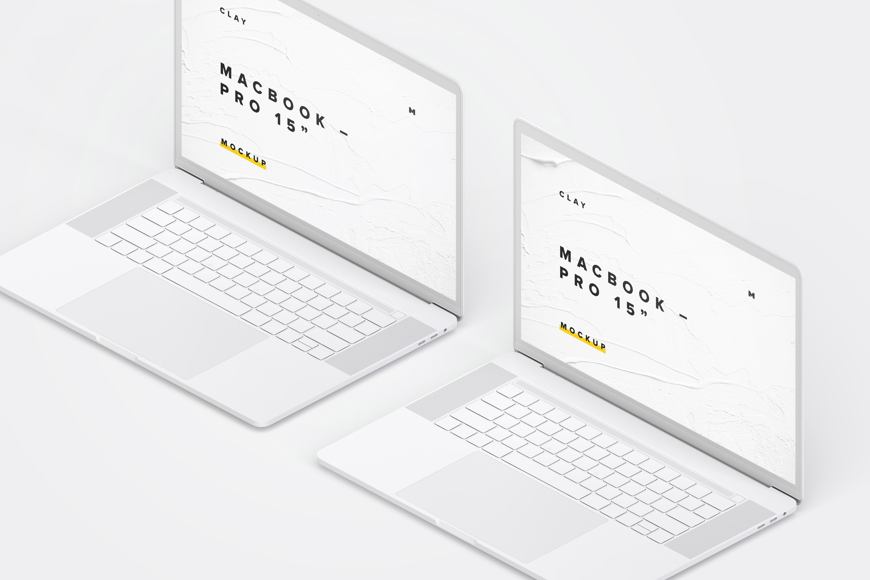 MacBook Pro笔记本电脑设计效果演示右视图样机 Clay MacBook Pro 15" with Touch Bar, Right Isometric View Mockup插图(4)