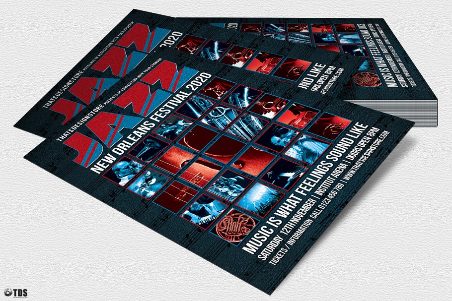 爵士音乐节活动海报设计PSD模板v9 Jazz Festival Flyer PSD V9插图(3)