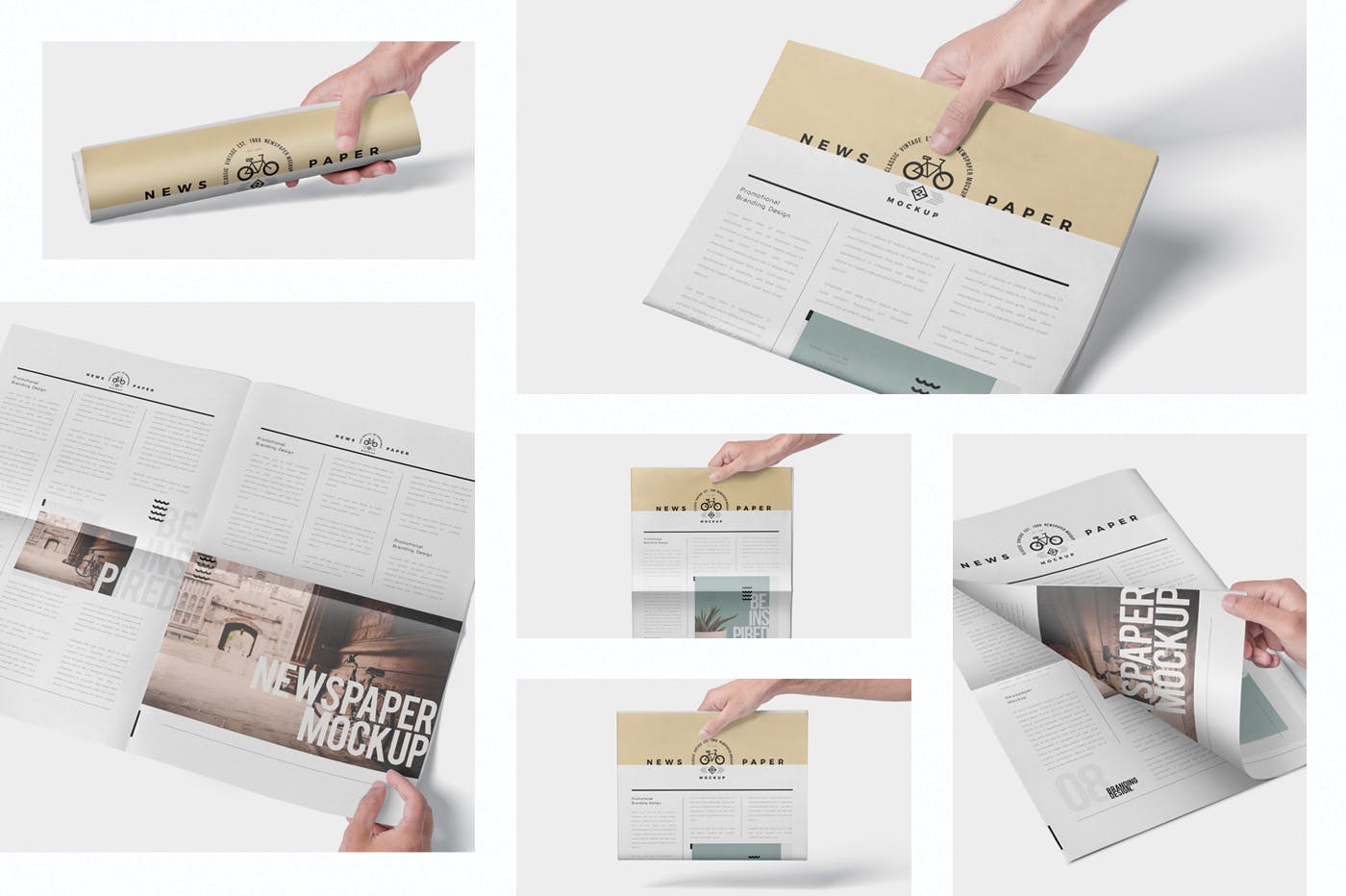 报纸排版设计图预览样机模板 Photorealistic Newspaper Mockups插图(1)