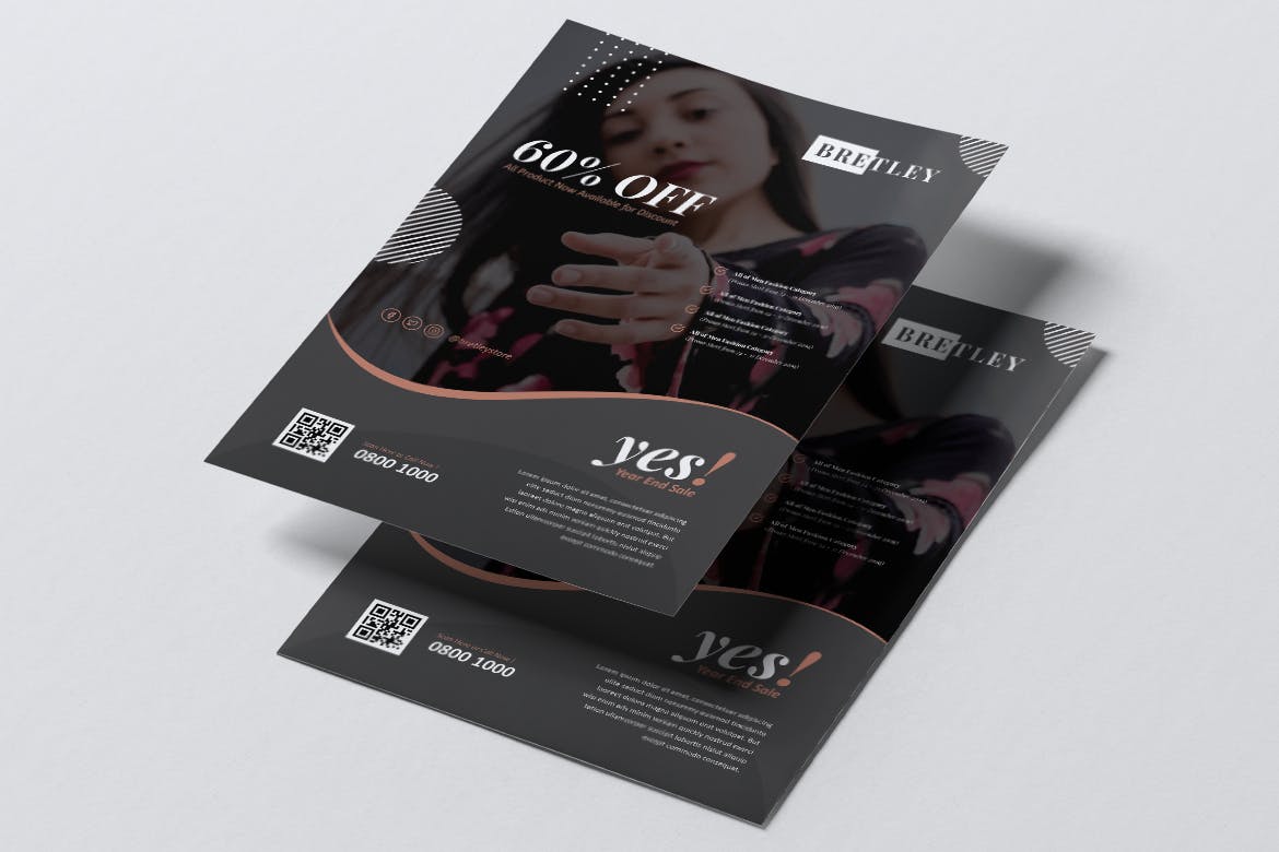 时装店传单和名片设计模板 BRETLEY Fashion Store Flyer & Business Card插图(1)