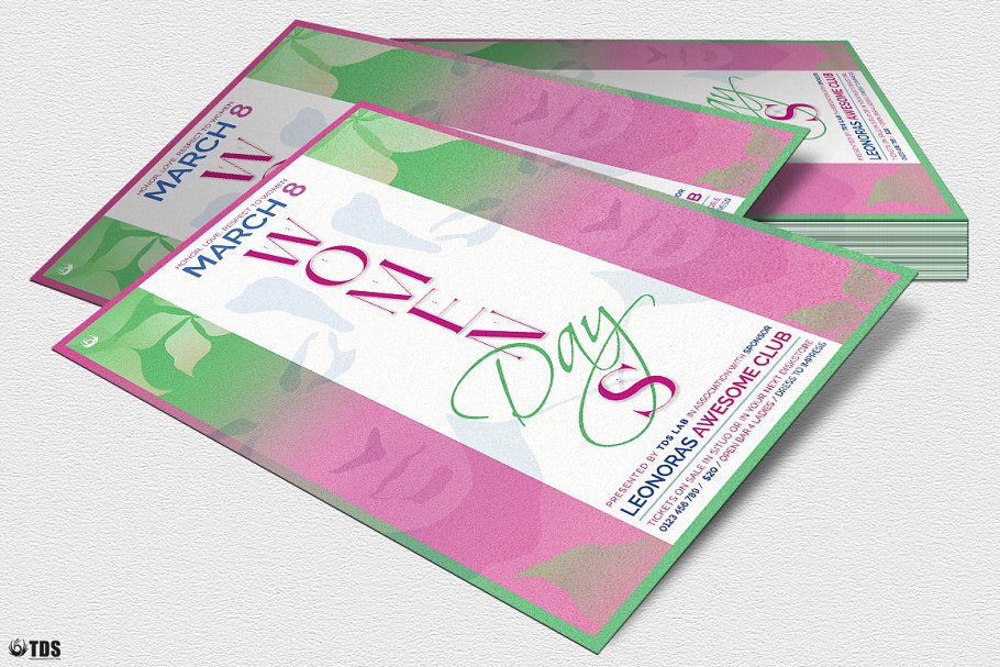 妇女节活动传单PSD模板v2 Womens Day Flyer PSD V2插图(3)