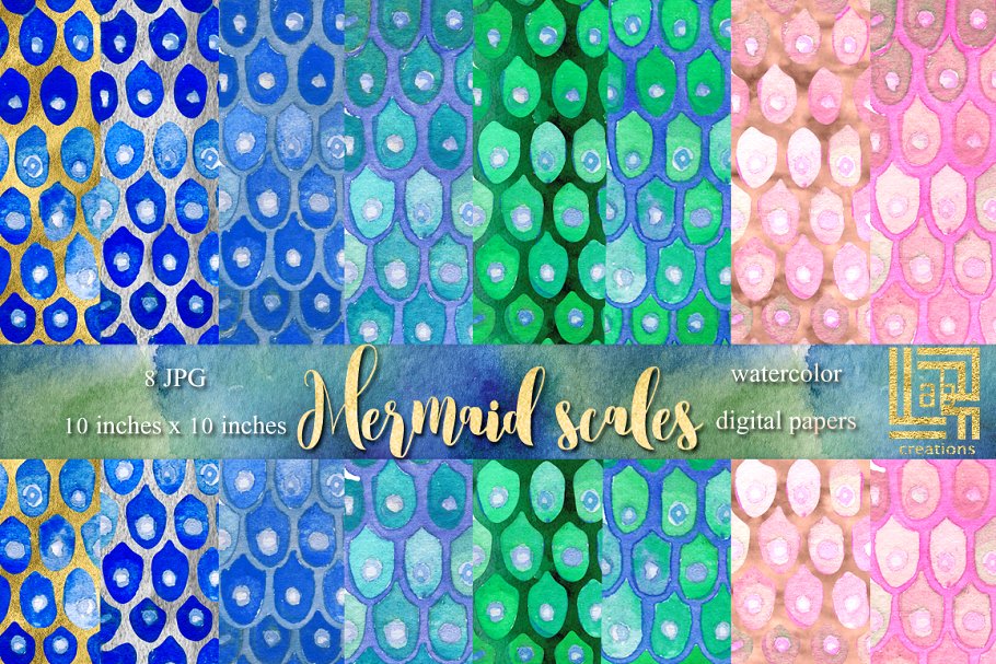 美人鱼与海水彩剪贴画 Mermaid sea. watercolor clipart插图(3)