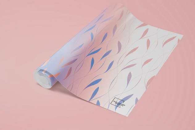 墙纸设计卷轴PSD样机1 Wallpaper Rolled PSD Mockups 01插图(4)