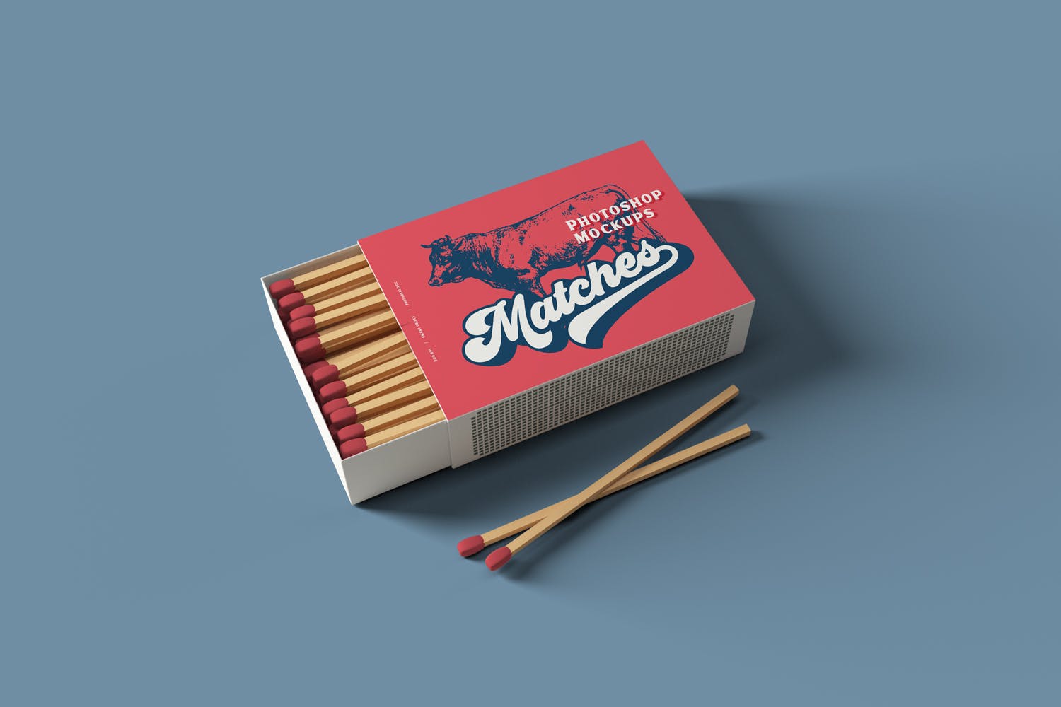 复古火柴盒外观设计样机模板 Matches Box Mockups插图(1)