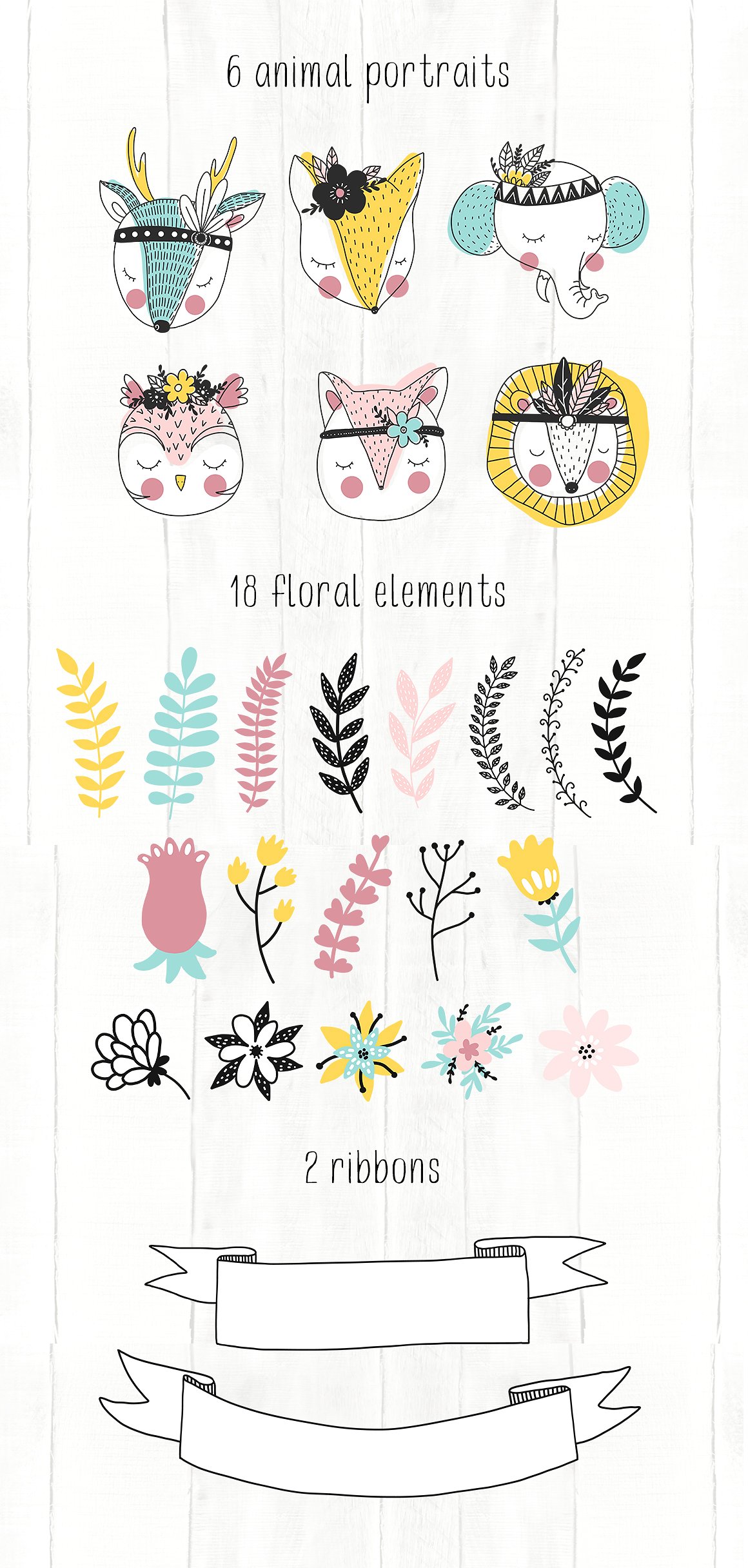 充满童趣的手绘动物字母素材打包下载[png,eps]插图(3)