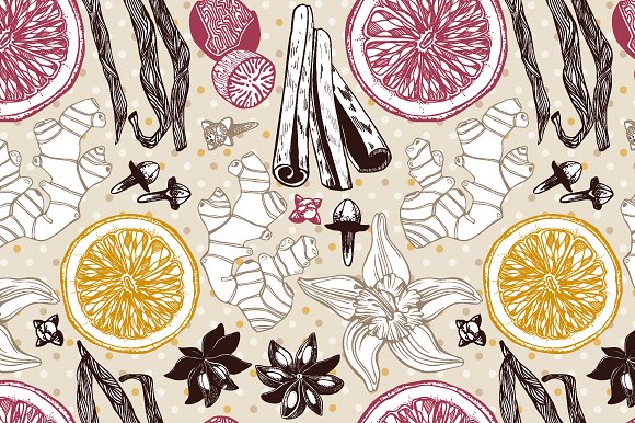 老式水墨手绘热葡萄酒矢量插图 Vintage Mulled Wine Collection插图(2)