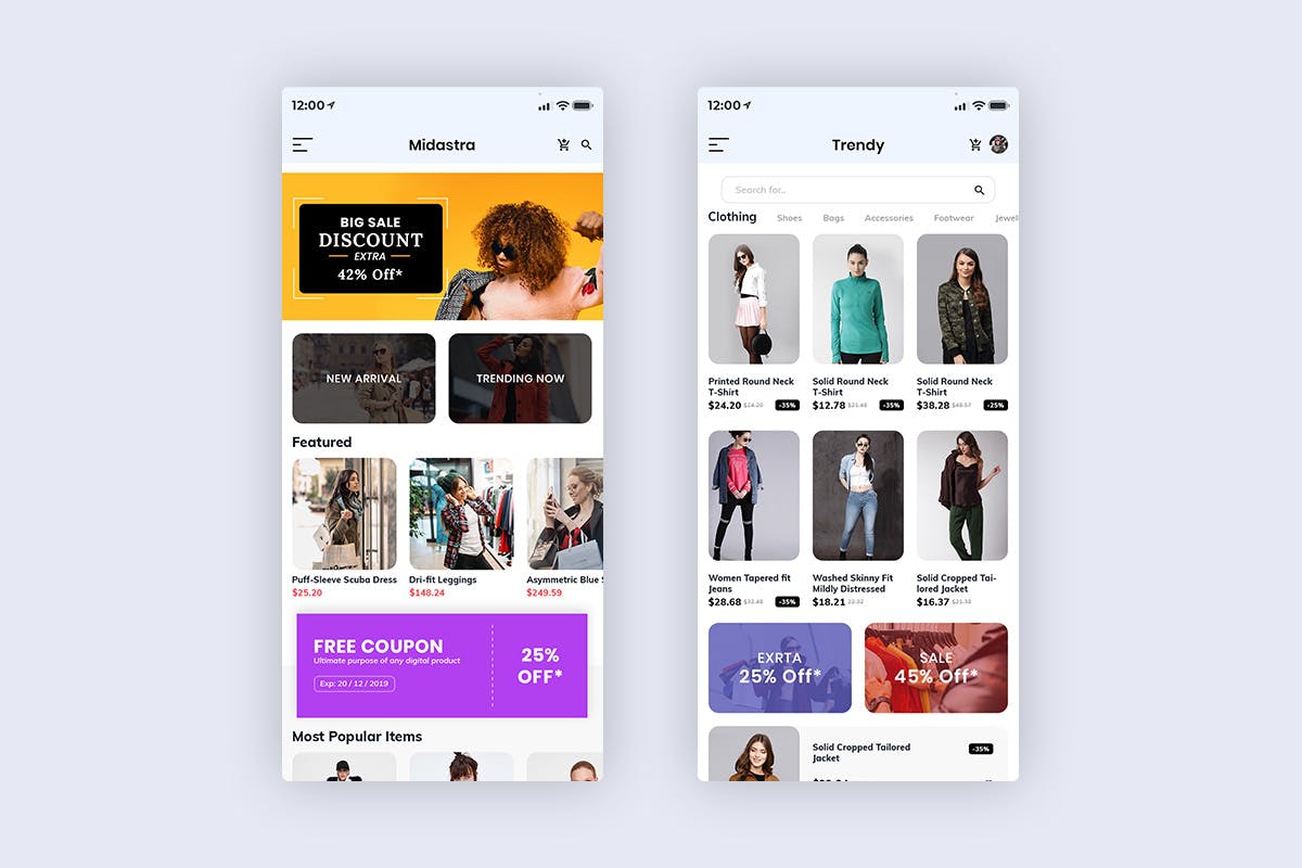 时尚购物APP应用UI设计XD模板[日间模式版本] Midastra-Fashion Shopping MobileApp UI Light (XD)插图(2)