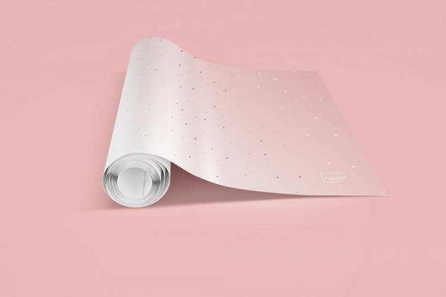 墙纸设计卷轴PSD样机1 Wallpaper Rolled PSD Mockups 01插图(2)