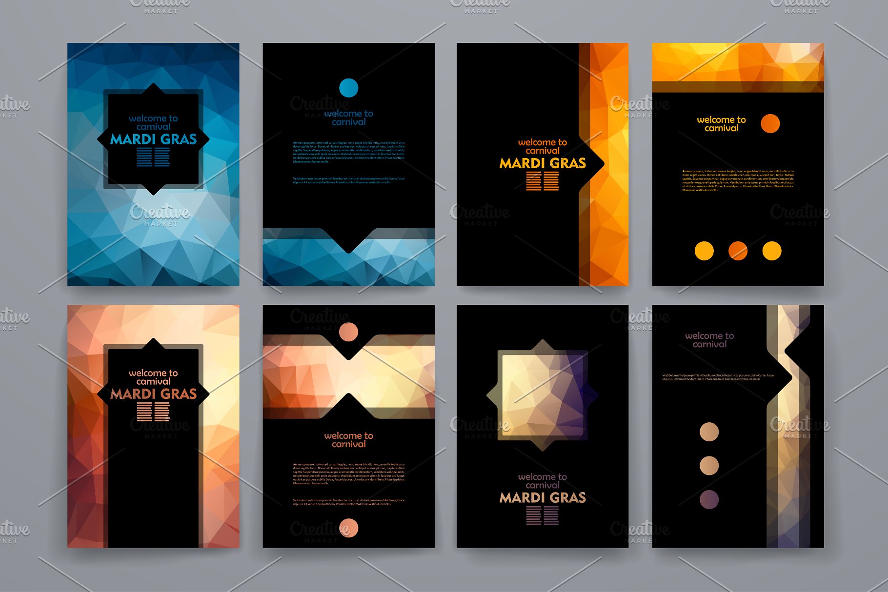 狂欢节主题小册子模板 Mardi Gras Brochures插图(3)