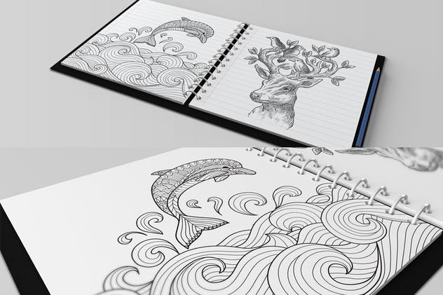 多用途活页记事本描绘本样机V3 Multipurpose Paper Mockups V3插图(1)