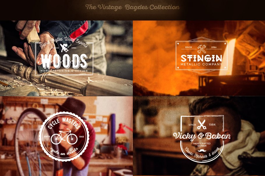 10款复古系列服装、广告或室内装饰徽章 10 Vintage Badges Collection插图