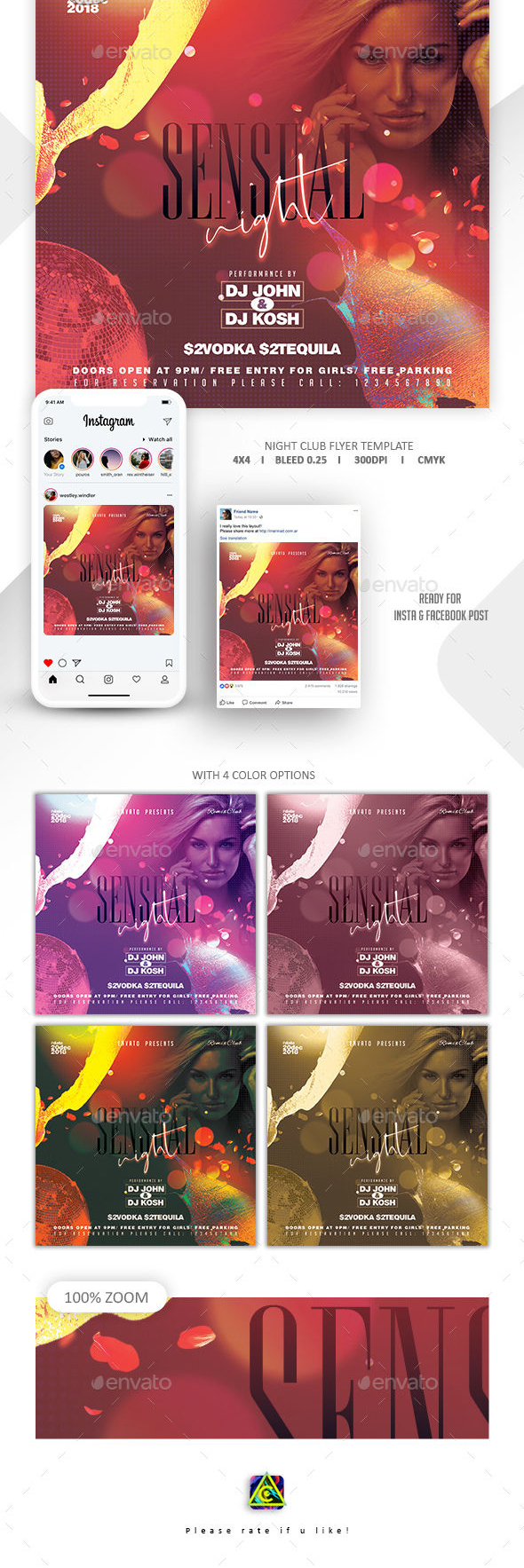 时尚高端的夜总会宣传海报模板 Night Club Flyer Template [psd]插图