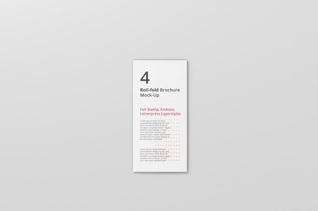 四折页迷你DL传单小册子样机模板 Roll-Fold Brochure Mockup – DL DIN Lang插图(7)