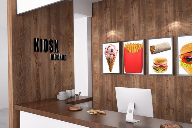 西式快餐店创意内饰场景设计样机 Fast Food Mockup插图(1)