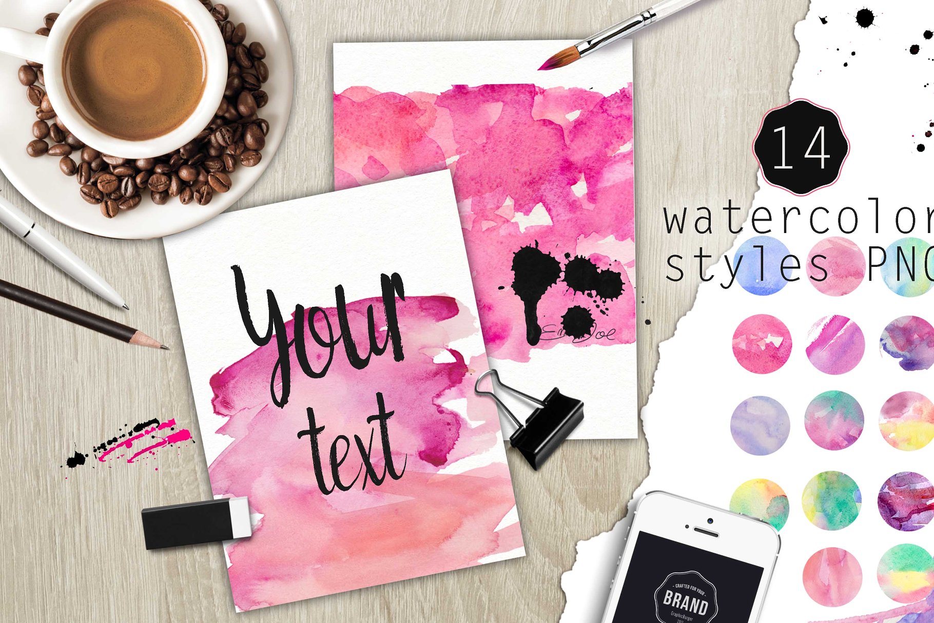 水彩元素插画大礼包[2.67GB] Over 120PNG watercolors插图(11)