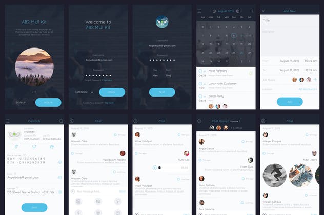 多用途互联网产品Sketch应用APP UI套件  AB Part 2 – Sketch Mobile UI Kit插图(1)
