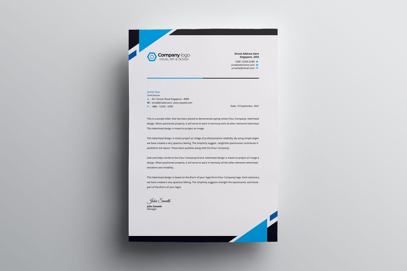 信息科技公司信纸信头设计模板 Letterhead插图