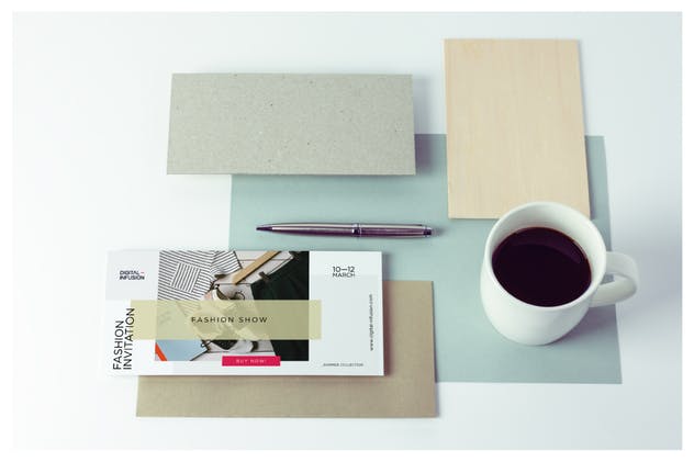 极简DL传单/邀请函设计样机模板 DL Flyer Mockup Minimal Scene插图(5)