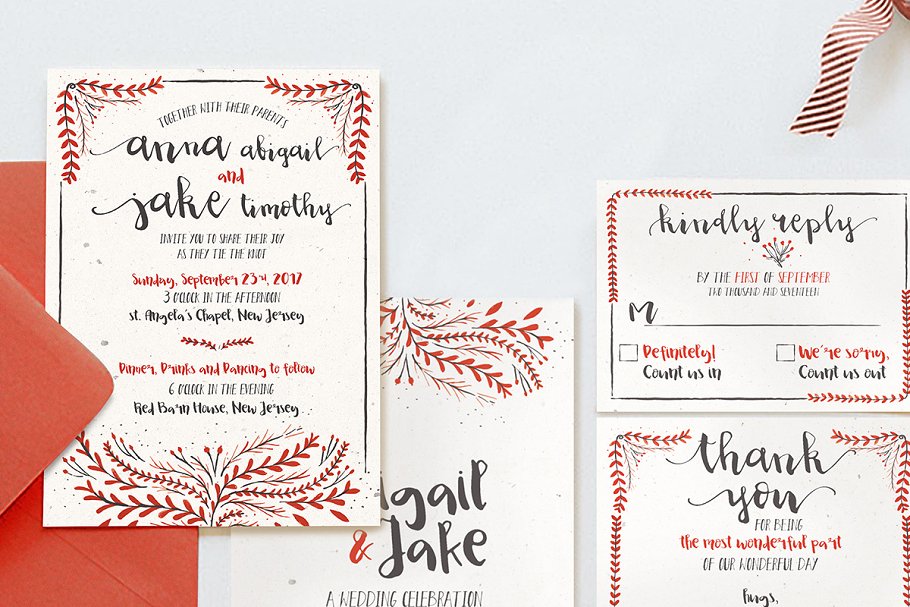 水彩花卉装饰婚礼设计物料模板合集 Watercolor Floral Wedding Suite插图(1)