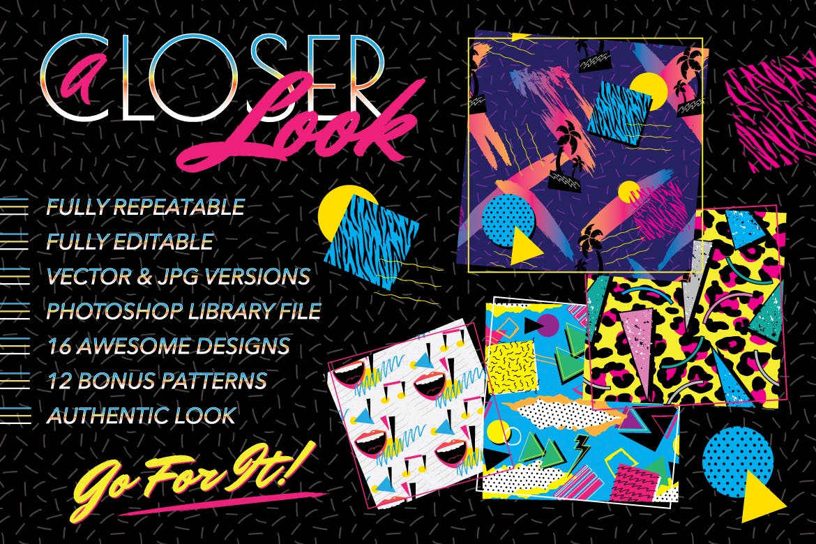 1980s年代复古潮流时尚图案设计素材v1 1980s Fashion Patterns Volume One插图(6)