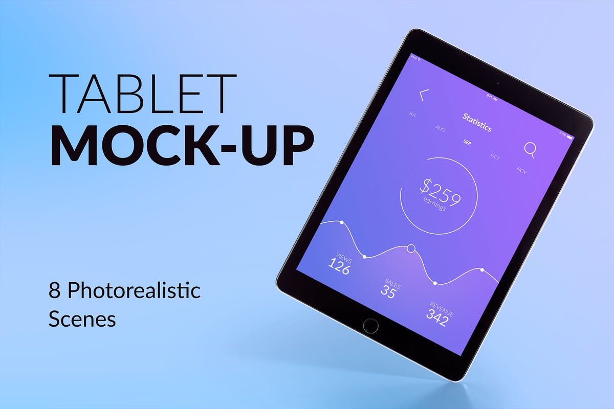 平板电脑APP&网站设计演示样机模板 Isolated Tablet Mock-up插图