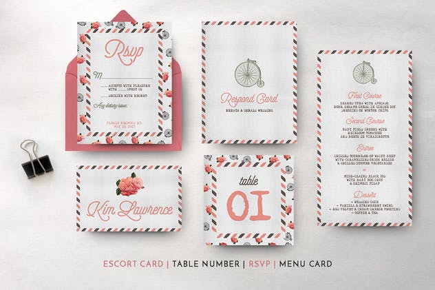 复古旅行婚礼请柬邀请函套装模板 Vintage Travel Wedding Suite插图(11)