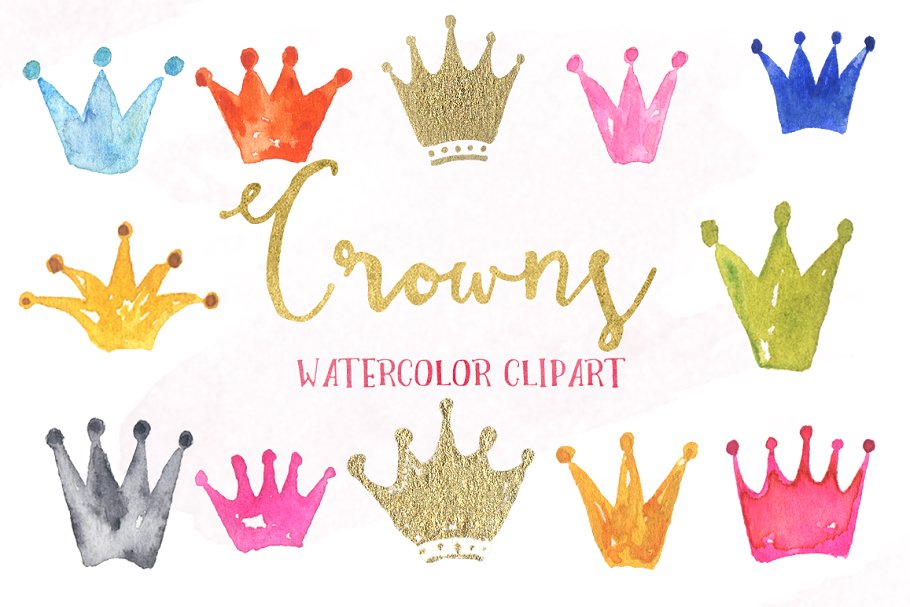 皇冠水彩剪剪贴画 Crowns watercolors clipart插图