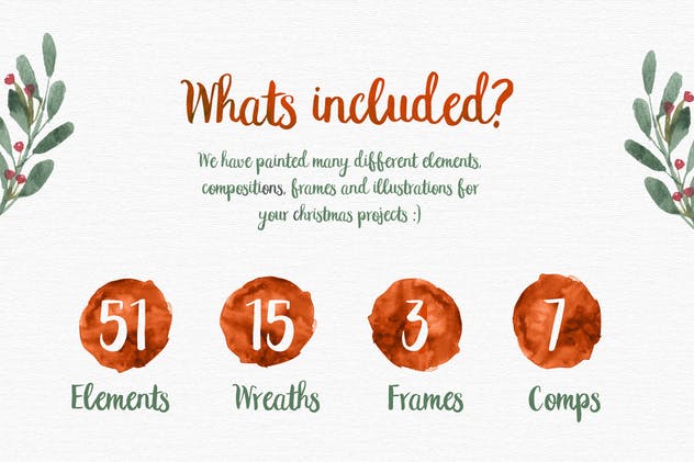圣诞节水彩设计和剪贴画合集 Christmas Watercolor Designs and clipart插图(4)