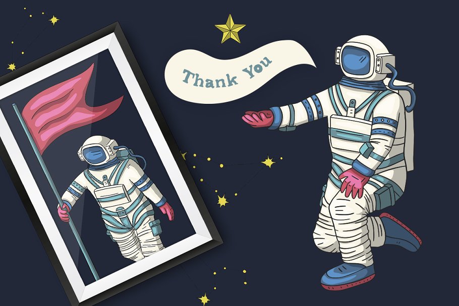 多元素的太空宇航员剪贴画集插图(9)