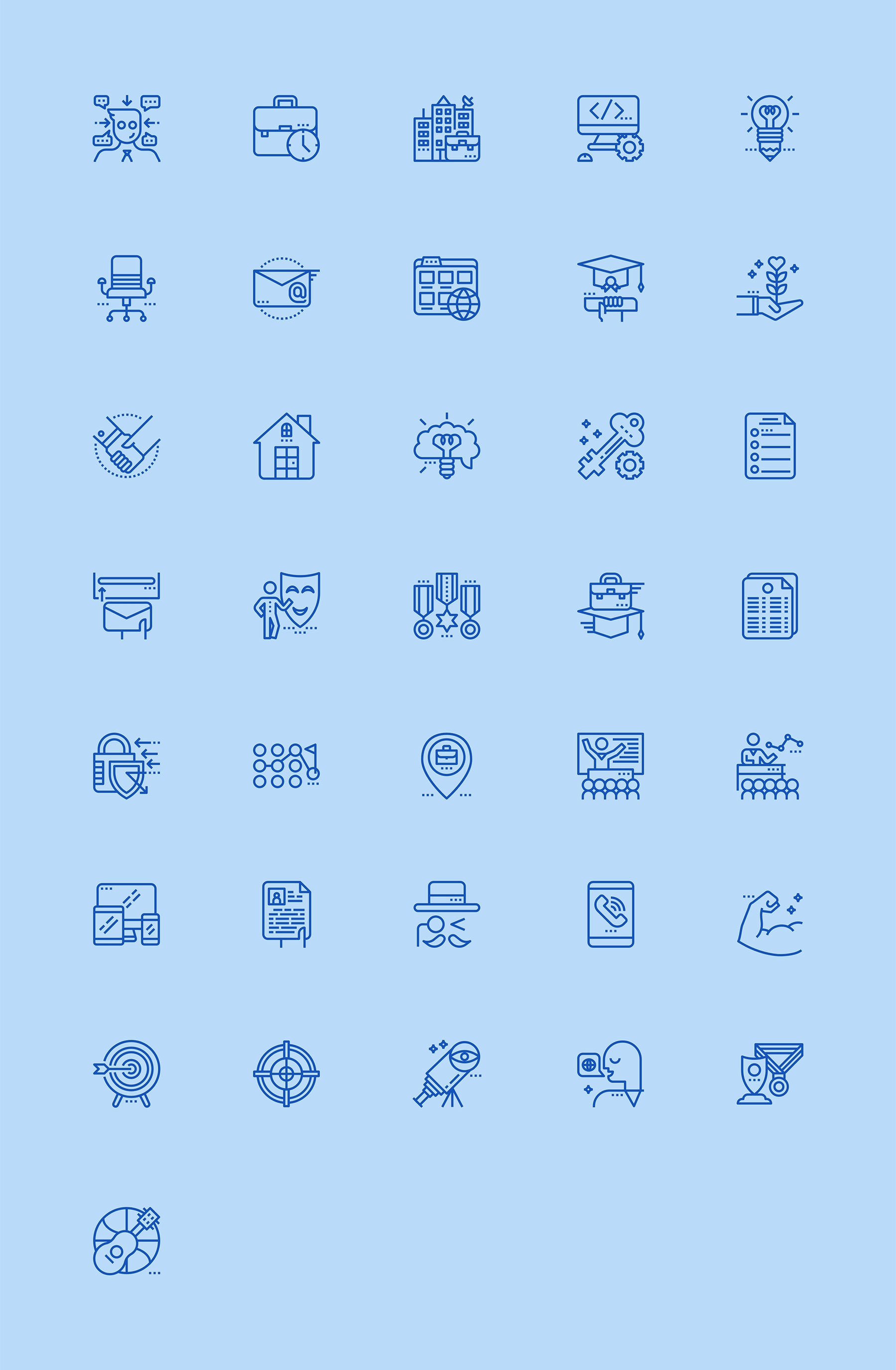 36 枚工作简历线性图标