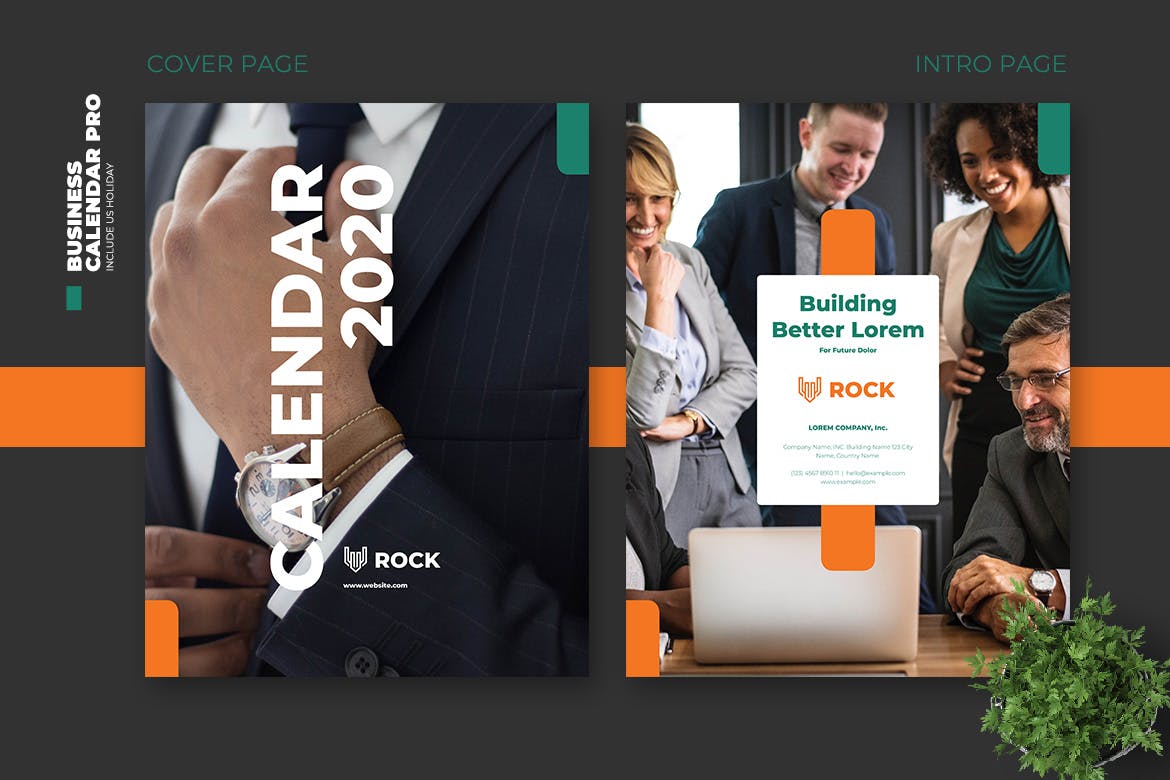 简约商务设计风格2020年日历表设计模板v2 2020 Clean Business Calendar Pro with US Holiday插图(1)