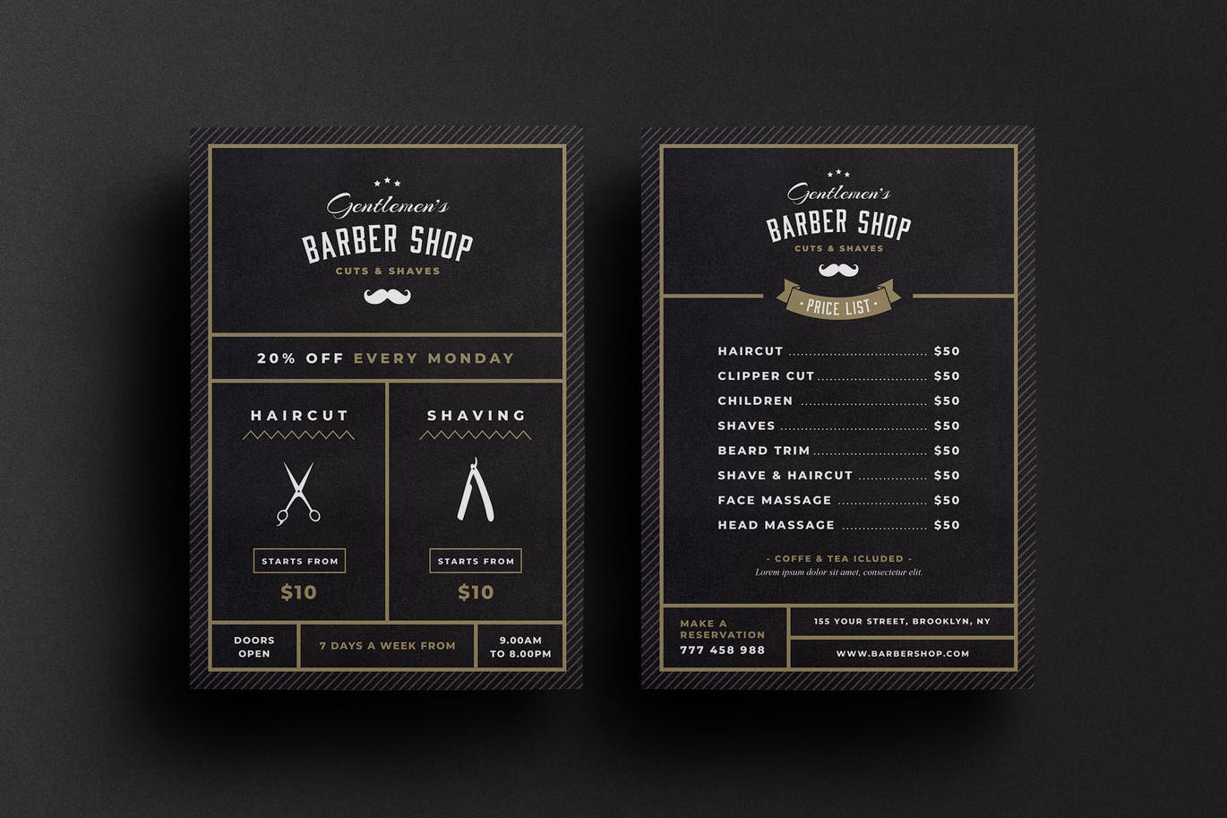理发店美发沙龙主题促销广告海报传单模板 Barbershop Flyer插图